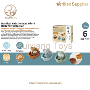 Jouets de <span class=keywords><strong>bain</strong></span> pour bébés unisexes 2026 : Nouveau set de jeu animaux marins mignons avec pulvérisation d'eau, 6 bateaux et 6 marionnettes à main - Product Image 4