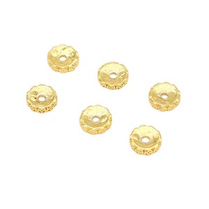 Color-preserving 18K gold-plated concave diamond ring <b>copper</b> coin round spacer beads beaded <b>bracelet</b> necklace DIY accessories - Product Image 5