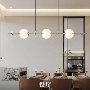 Huanxing Long <b>Chandelier</b> Three Headed Led Pendant <b>Light</b> Modern Minimalist Glass Ball Design For Dining Room Home Lighting - Product Image 1