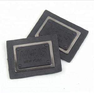 Zwart Metalen Lederen Labels Gepersonaliseerde Custom Inscriptie Merk Logo Real Lederen <span class=keywords><strong>Patches</strong></span> voor Jeans - Product Image 5