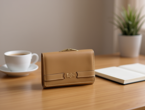 Portafoglio da donna a tre ante con chiusura a scatto, di medie dimensioni, in microfibra, pelle sintetica, design minimalista, per tutte le stagioni - Product Image 2