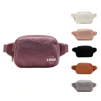 Bolsa de Cintura Cruzada de Felpa Rosa Grande Personalizada al por Mayor para Mujer, Correa Ajustable, Riñonera de Algodón Orgánico