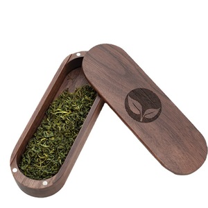 Mini Caja de Té de Madera Maciza de Nogal Negro para Viaje, Rectangular, Portátil, para Regalo, Embalaje Artesanal, 2.7cm de Alto, 0.8cm de Grosor - Product Image 4