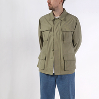 Veste Cargo Rétro Safari Homme Quatre Poches Haute Qualité, Coupe Décontractée, Style Vintage, 100% Coton, Printemps, Personnalisable OEM