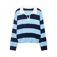 Suéter Largo de Manga Larga para Mujer, Estilo Vintage, Tejido, a Rayas, con Bloques de Color, Transpirable, de Poliéster, para Otoño, de IStapromo Gifts