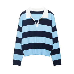 Suéter Largo de Manga Larga para Mujer, Estilo Vintage, Tejido, a Rayas, con Bloques de Color, Transpirable, de Poliéster, para Otoño, de IStapromo Gifts - Product Image 5