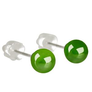 Anting Batu Giok Hotan Alami Perak S925 Bertatahkan Manik Bulat Aksesoris Wanita Perhiasan Menawan D489 - Product Image 1