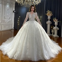 Robes de mariée en dentelle brodée, magnifique tenue de mariée, dos nu, col rond, NS4271, collection