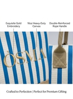 Sac de voyage fourre-tout en toile rayé bleu et blanc, personnalisable avec logo brodé, grande capacité, sac de sport avec fermeture éclair