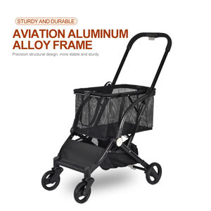 Carrito de compras de supermercado de cuatro ruedas de aluminio ligero, cochecito plegable para mascotas con carrito tipo cesta para exteriores - Product Image 5