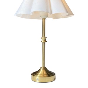 Gold Metal White Ruffle Cordless Rechargeable Table Lamp Rechargeable Led Table Lamp Rechargeable Table Lamp with Shade - Product Image 2