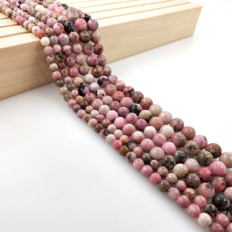 60PCS 6mm Natural Rhodochrosite Gemstone Smooth Round Loose Beads for Jewelry Making DIY Findings 1 Strand 15"