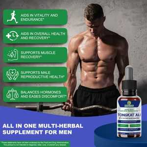 Gouttes de Tongkat Ali avec Shilajit et Ashwagandha - Complément pour la vitalité masculine, l'équilibre hormonal et la récupération musculaire - Product Image 4