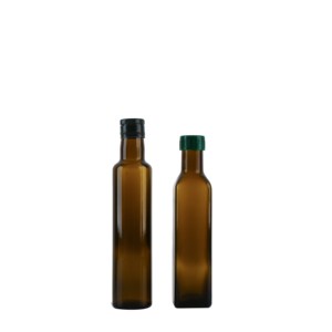 Bouteille d'huile d'olive en verre carré vert brun de 250ml/500ml/1L avec distributeur d'insertion en plastique et couvercles à vis en aluminium - Product Image 4