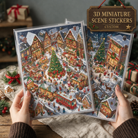 Autocollants de scène miniature 3D personnalisés, autocollants découpés en PET imperméables pour scrapbooking, journalisation, décoration de village de Noël