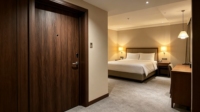 Porte d'hôtel en bois ignifugée certifiée CE UL, insonorisée, résistante au feu, pour chambre d'hôtes, porte intérieure en bois ignifugée