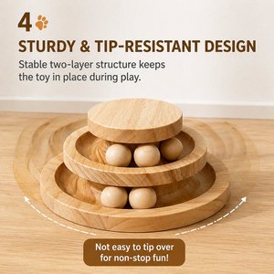 Juguete de madera para gatos con pista rodante de triple capa, juguete para aliviar el aburrimiento y hacer ejercicio para gatos - Product Image 4