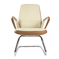 Chaise d'attente confortable en cuir bicolore avec structure cantilever en métal poli, chaise fixe pour invités, idéale pour les bureaux, les halls d'accueil et les zones de réception