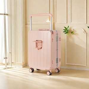 Maleta con Apertura Frontal y Puerto USB de 20 Pulgadas con Candado de Combinación para Viajes de Negocios, Color Sólido, Ruedas Giratorias, Primavera 2025 - Product Image 3