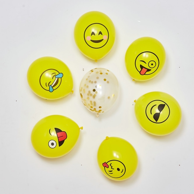 Partie auto gonflable sourire visage emoji impression personnalisée d'air sans latex ballon d'hélium ballons à gaz fournitures