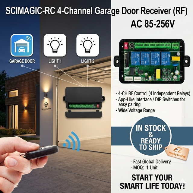 SMG-2076 Industrial 4 CH 433MHz Wireless Switch - AC 85-250V 10A Relay Remote Control Receiver Transmitter