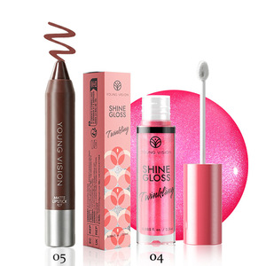 YOUNG VISION Conjunto de 2 Peças: Gloss Labial com Brilho Fino + Lápis Labial Matte para Lábios em Degradê Ombre, Tamanho Regular, Cores Vibrantes - Product Image 5