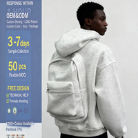 Pull polaire à capuche uni pour homme grande taille, coupe ample, anti-boulochage, imprimé numérique, en polyester/coton 460g, tricoté, sac à dos