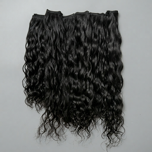 Extensión de cabello natural ondulado de cuerpo liso. Tejido de cabello humano de templo. Extensión de cabello sin procesar. - Product Image 1