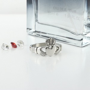 yunnique Heart Shape Stainless Steel <b>Ring</b> Women's Punk Style Wedding Gift Silver Color - Product Image 3