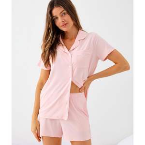 Conjunto de Pijama Clásico Personalizado para Mujer, Viscosa de Bambú, Manga Corta, Botones, Dos Piezas, Ropa de Dormir, Ropa de Casa - Product Image 2