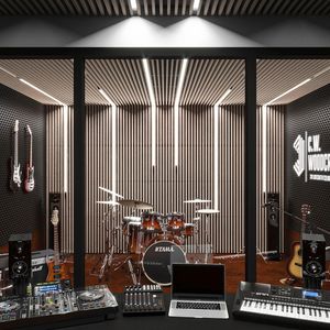 Pannello Acustico Moderno con Doghe Fonoassorbenti e Striscia LED, Riduzione del Rumore del 90% per Pareti Interne di Soggiorno e Camera da Letto - Product Image 1