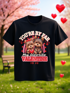 T-shirt Yorkshire Terrier Valentine unisex a maniche corte in cotone girocollo stampata casual primavera estate con design a tema - Product Image 2