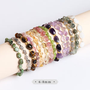 JD Wholesale Multicolor Irregular Gravel Natural Gemstone <strong>Bracelet</strong> Stretch <strong>Beads</strong> Amethyst Rose Crystal Quartz Chakras <strong>Bracelets</strong> - Product Image 5