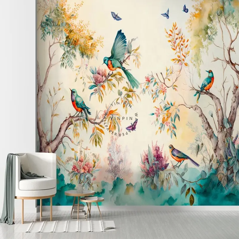 flower bird 3d self adhesive wallpaper background wall mural Wall decoration