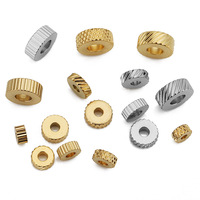 Perles d'espacement rondes texturées plates en acier inoxydable PVD or 18 carats sans ternissement pour la fabrication de bijoux à bricoler soi-même