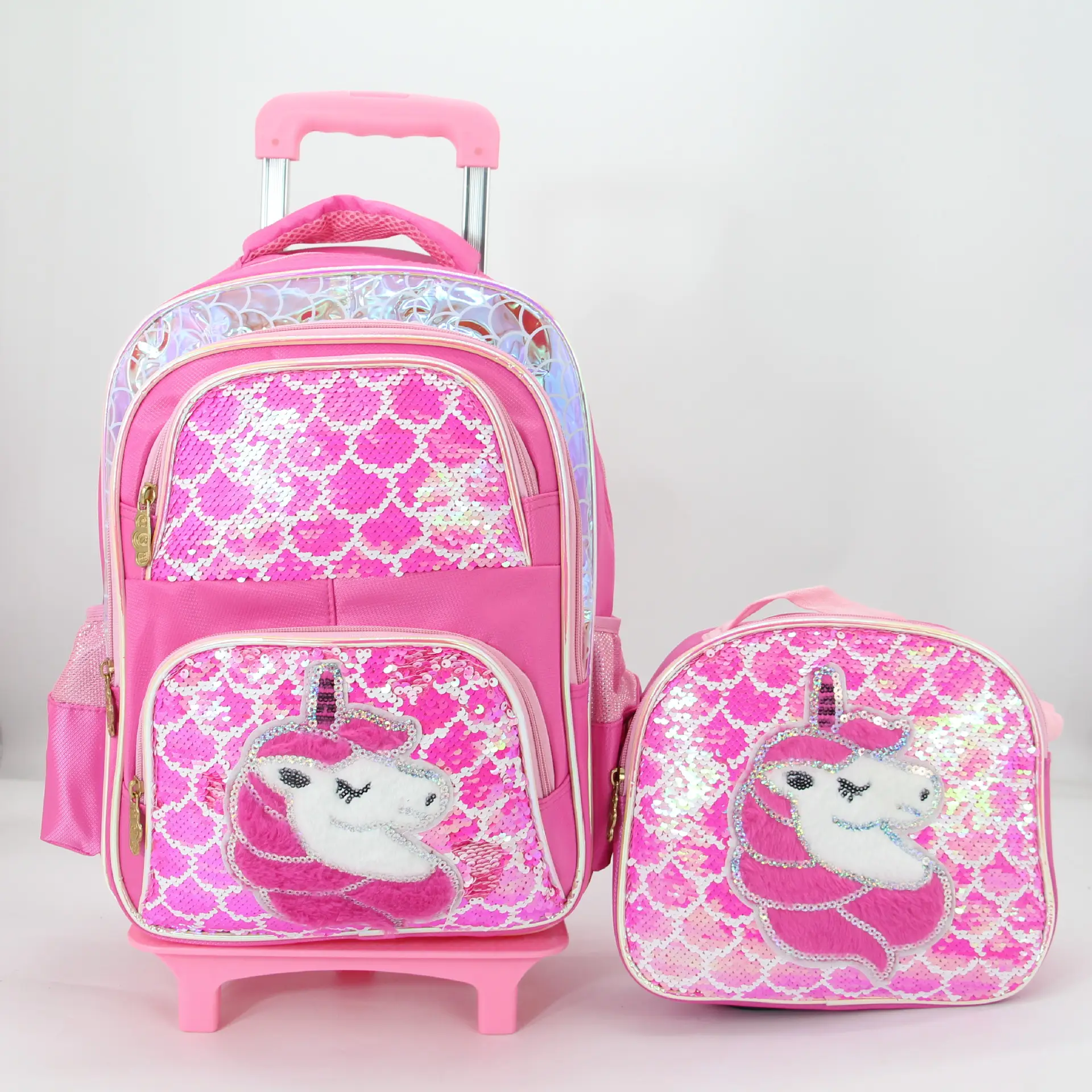 Trolley Children Kids School Bag With Wheels Pink Fashion Oxford School