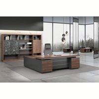 Bureau de direction moderne de luxe haut de gamme Foshan 1,4 m avec armoire de rangement, bureau de PDG/manager en bois grain chevron silencieux