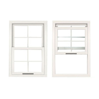 Ventana Corredera Vertical de PVC Estilo Europeo Americano con Rejillas y Vidrio Templado para Casa