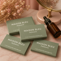 Cartes de visite personnalisées en typographie, bleu marine, carton épais, élégantes, gaufrées, de luxe, pour marque de parfum, OEM, impression recto-verso