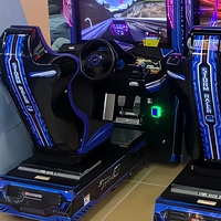 Machine de jeu de course à monnayeur, simulateur de voiture, machine de course d'arcade avec siège et volant pour centre de jeux d'amusement