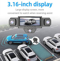 Caméra embarquée 360° avec écran IPS de 3,16 pouces, 5 objectifs, 2K+720P °   Caméra de tableau de bord panoramique pour voiture, 5 canaux (avant/gauche/droite/intérieur/arrière), Wifi, WDR, vision nocturne