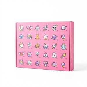 Cute Cartoon Space Theme 24 Day Advent Calendar <b>Box</b> Foldable Paperboard <b>Christmas</b> Mystery <b>Box</b> for Candy and Small Toy - Product Image 1