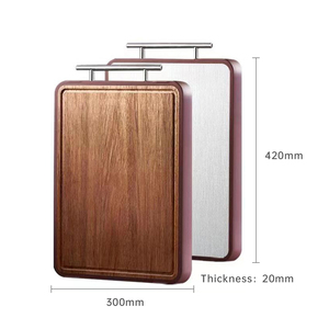 Planche à découper antibactérienne double face en <span class=keywords><strong>bois</strong></span> d'ébène et acier inoxydable <span class=keywords><strong>de</strong></span> haute qualité, séparée pour les aliments crus et cuits, robuste et résistante - Product Image 6