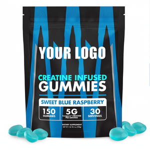 Gummies de créatine monohydrate personnalisées, véganes, sans sucre, améliorent les performances athlétiques, saveur de framboise bleue sucrée - Product Image 1