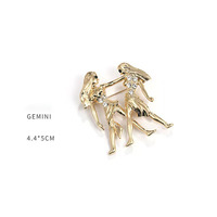 Nouvelle Arrivée Broche Épingle de Sûreté en Alliage Plaqué Or avec Strass et Diamants Sertis, Douze Signes du Zodiaque