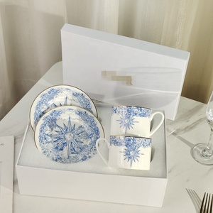 Lucky Heart Series Ceramic Coffee <b>Set</b> with Gift Box Cup and Saucer <b>Set</b> - Product Image 1