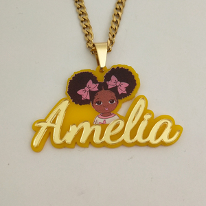 Personalized <strong>Kids</strong> Nameplate Jewelry Colorful Acrylic Pendant <strong>Necklace</strong> Custom Cute Girls Cartoon Character <strong>Name</strong> Letter <strong>Necklaces</strong> - Product Image 3