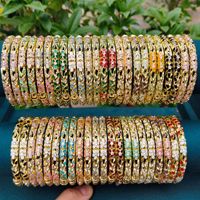Gelang Logam Berhias Rhinestone Desain Bunga Langit Berbintang Tipis 0.6CM dengan Lapisan Enamel Tetesan Minyak, Hadiah Fashion Unisex