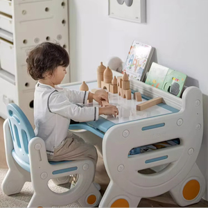 Avec planche à dessin Bureaux d'activités de lecture en plastique Ensemble de meubles et de chaises Table d'apprentissage pour enfants Bureau d'étude pour enfants - Product Image 1
