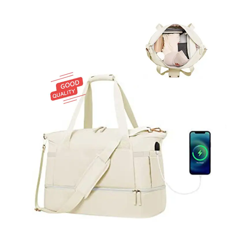 जिम बैग यात्रा Duffel Weekender बैग गीला जेब और जूते के डिब्बे के साथ यूएसबी चार्जिंग पोर्ट के साथ महिलाओं के लिए लड़कियों